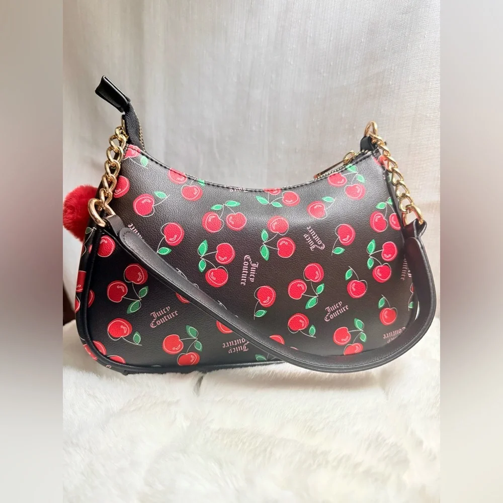 NEW Juicy Couture Black Red Cherry Girl Shoulder Bag - Picture 4 of 8